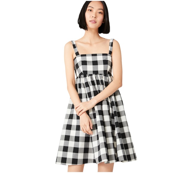 ♠️💃 kate spade Gingham Al Fresco Mini Dress, Black Multi - Picture 2 of 7